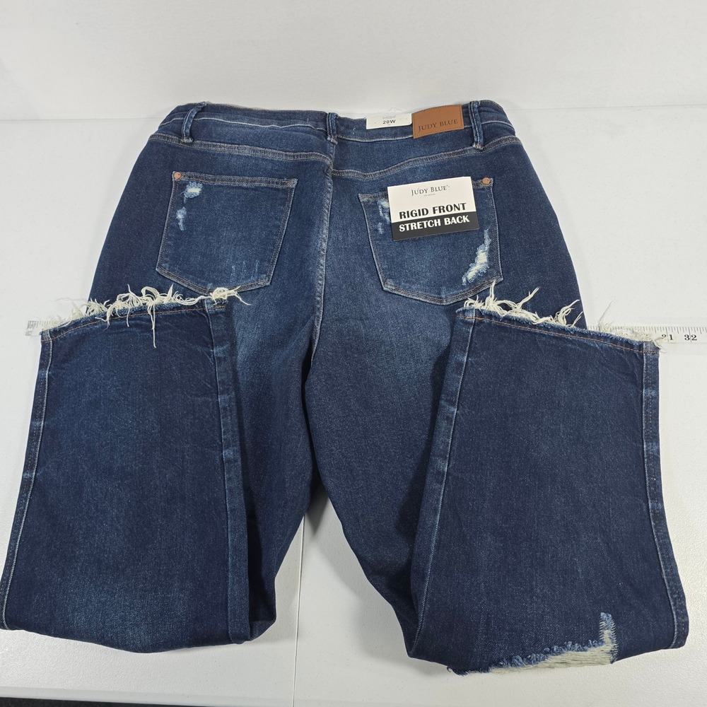 Judy Blue 20W Rigid Front Stretch Back Distressed Dark Wash Straight Leg Jeans‎ - Picture 2 of 10